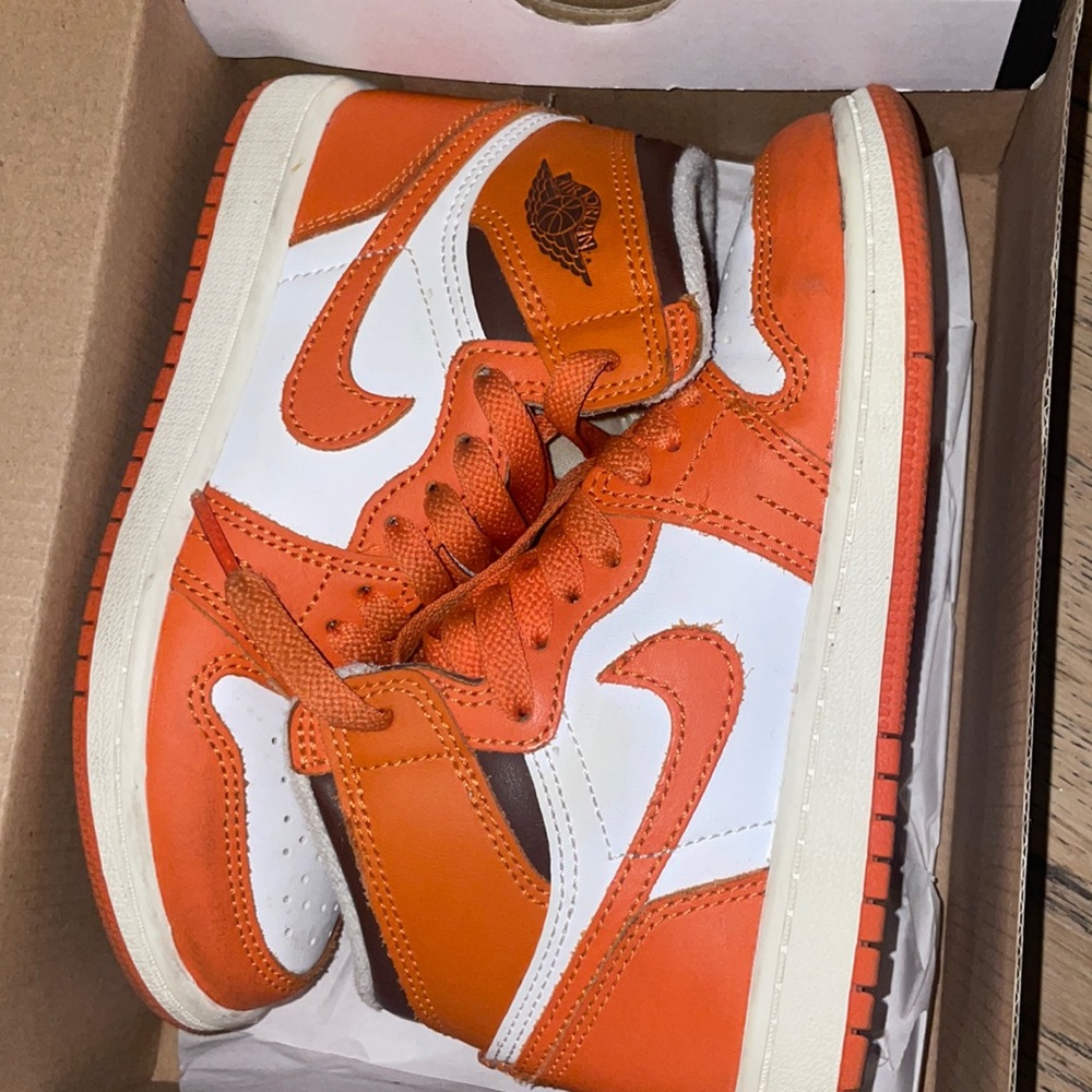 Orange and white jordan 1